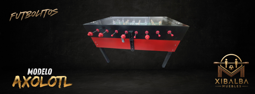 Futbolito Axolotl negro rojo con vidrio templado – Xibalba Muebles